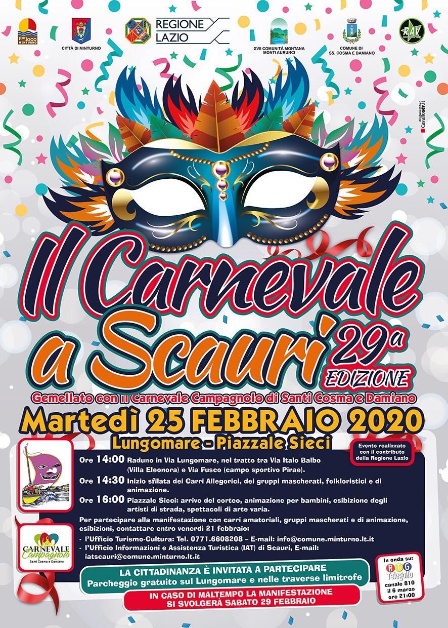 Martedì 25 la sfilata dei carri per il XXIX “Carnevale a Scauri”