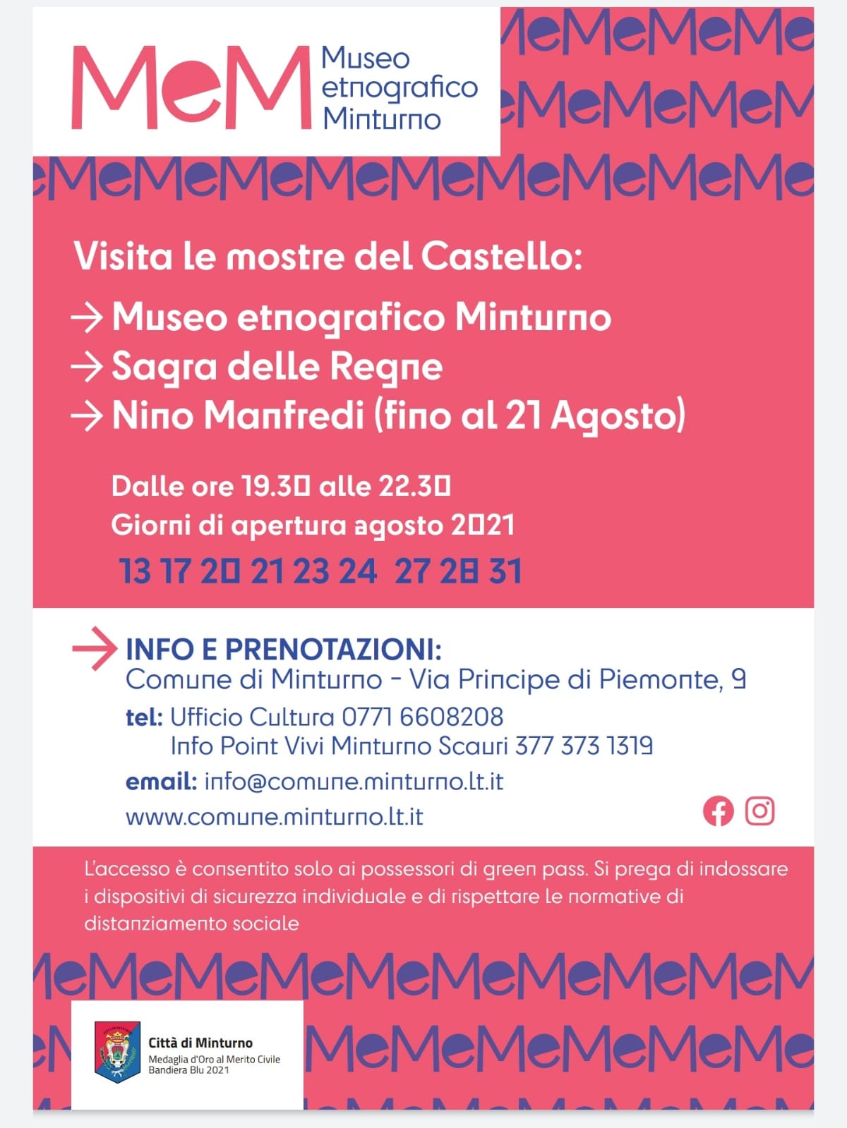 Calendario apertura Castello di Minturno