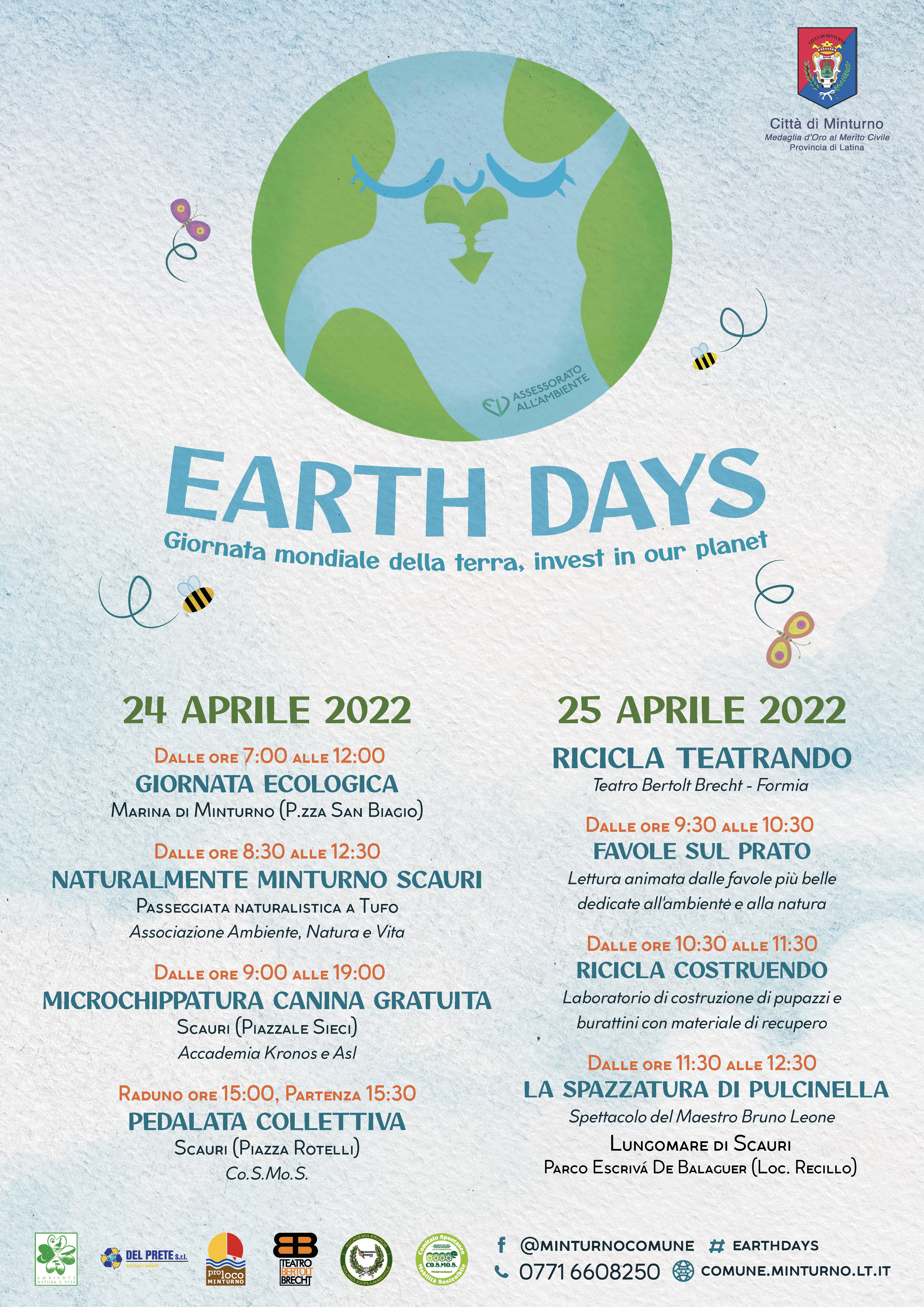 Earth Day - Giornata mondiale della Terra - Dal 22 al 25 aprile appuntamenti a Minturno Scauri