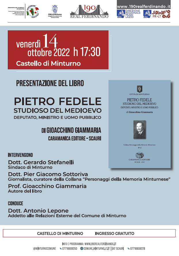 Presentazione del libro "Pietro Fedele, Studioso del Medioevo, Deputato, Ministro e Uomo pubblico" di Gioacchino Giammaria
