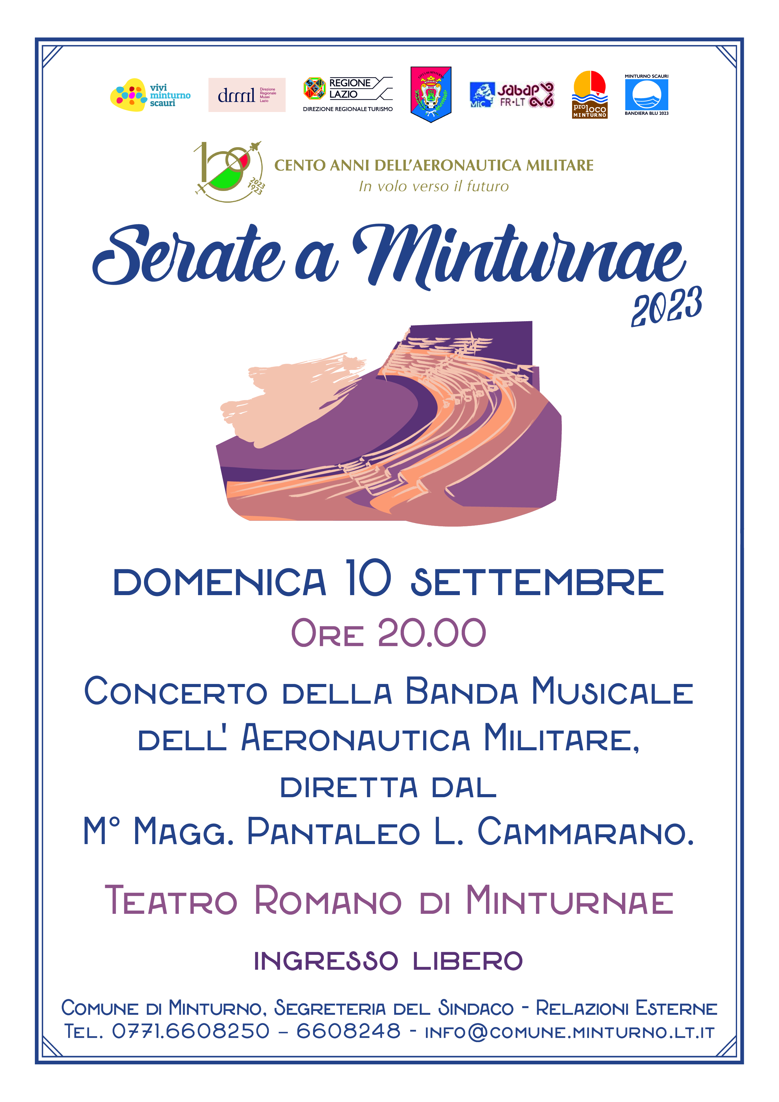 Il 10 settembre a Minturnae il concerto della Banda Musicale dell’Aeronautica Militare