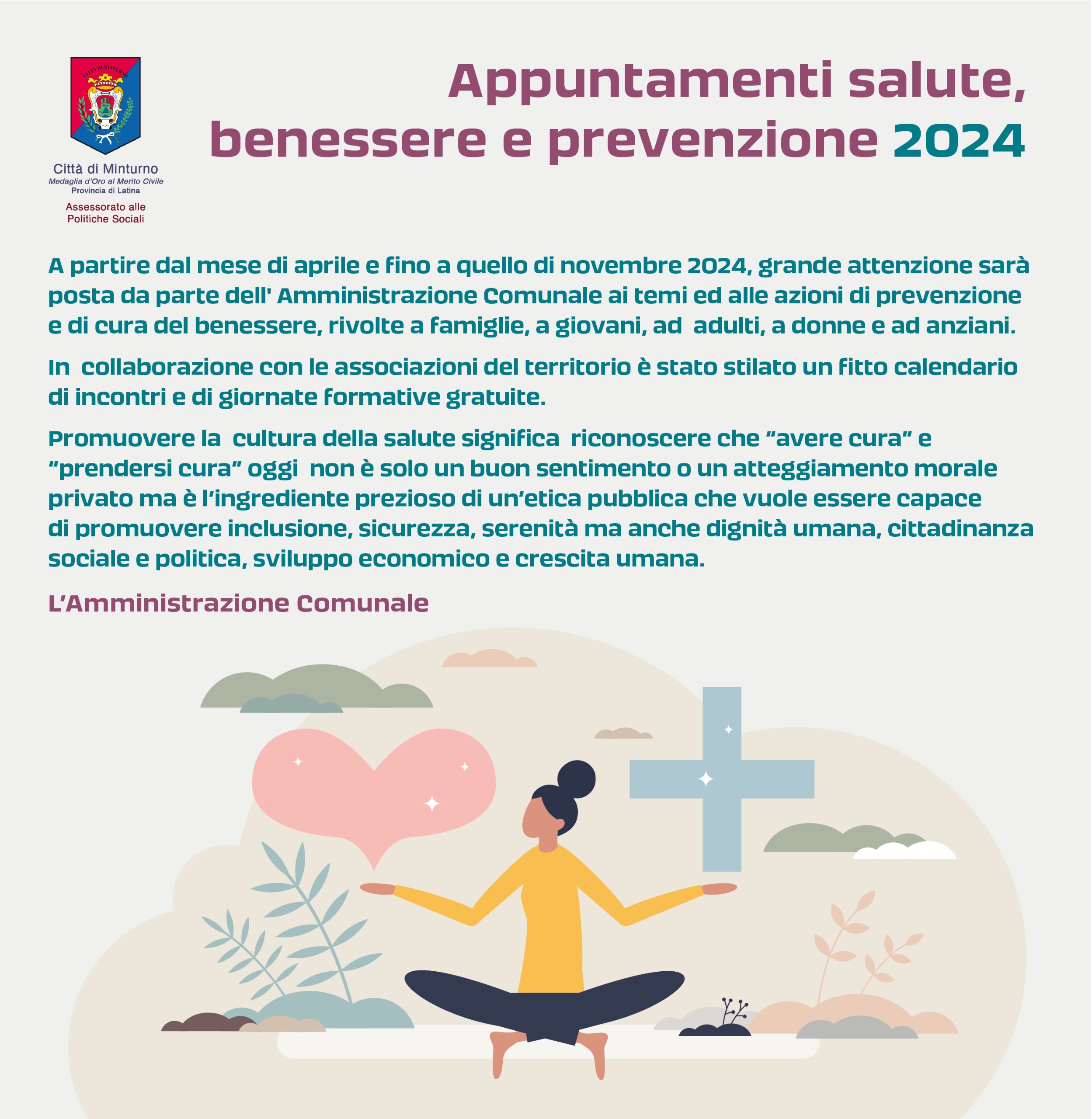 Prevenzione, salute e cura del benessere: incontri gratuiti a Minturno da aprile a novembre 2024